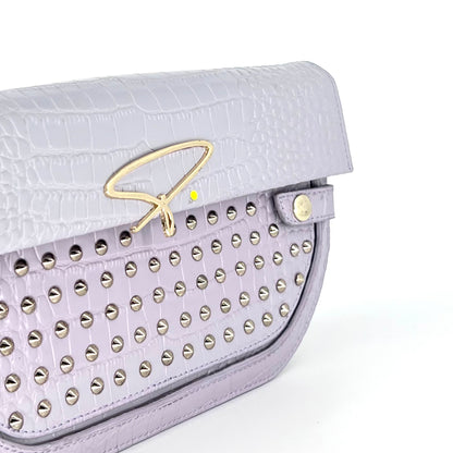 239E STUDDED SIGNATURE SHOULDER BAG IN LILAC