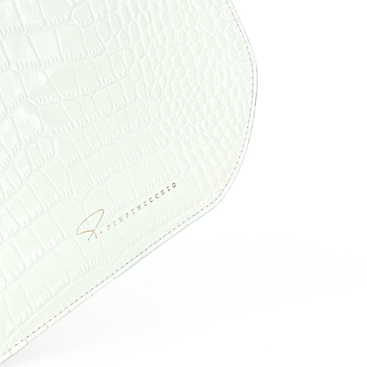 239E STUDDED SIGNATURE SHOULDER BAG IN WHITE