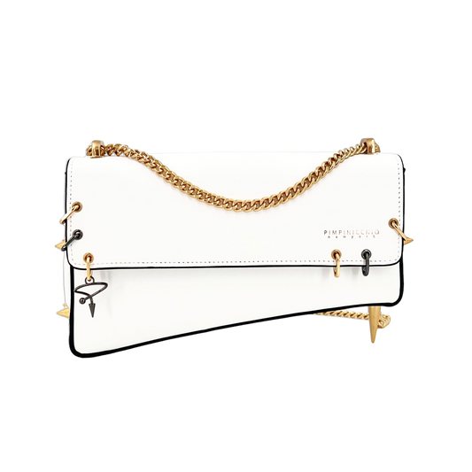 30H ASYMMETRICAL CHAIN BAG IN WHITE