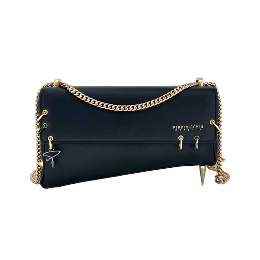 30H ASYMMETRICAL CHAIN BAG IN BLACK