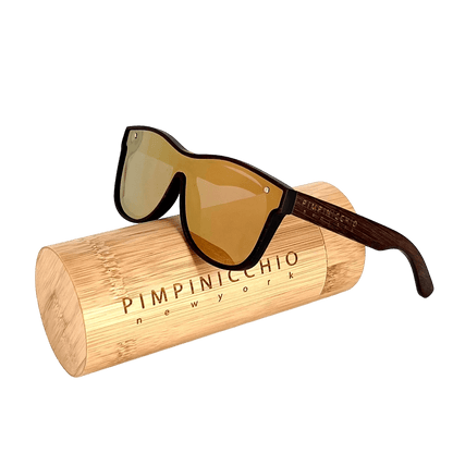 Bamboo Sunglasses with Flat Mirror Lens - Pimpinicchio New York