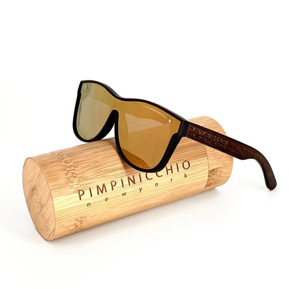 Bamboo Sunglasses with Flat Mirror Lens - Pimpinicchio New York