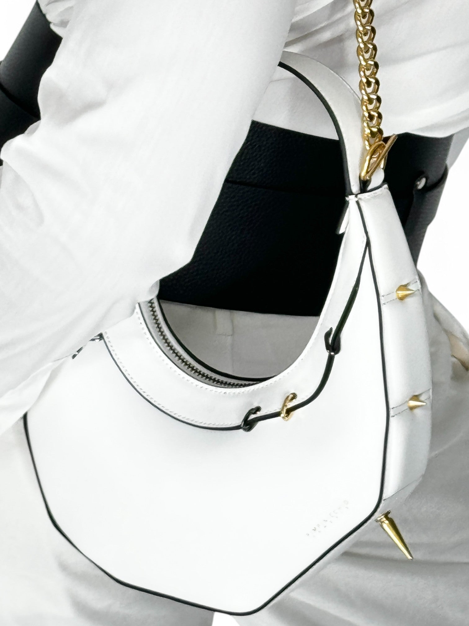 515W Asymmetrical Hobo Bag In White and Yellow