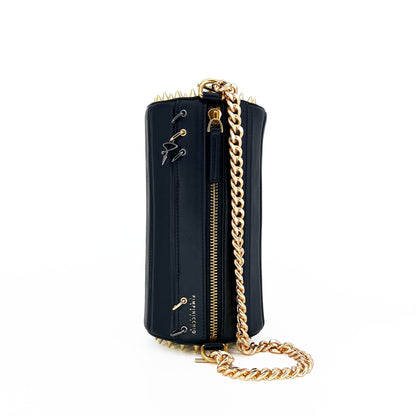 140E TUBE CROSS-BODY BAG IN BLACK WITH CHAIN