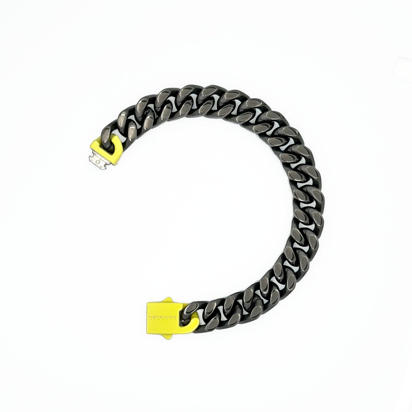 BRACCIALE 9TH AVE GUN METAL E CATENA BARBOZZALE GIALLA 